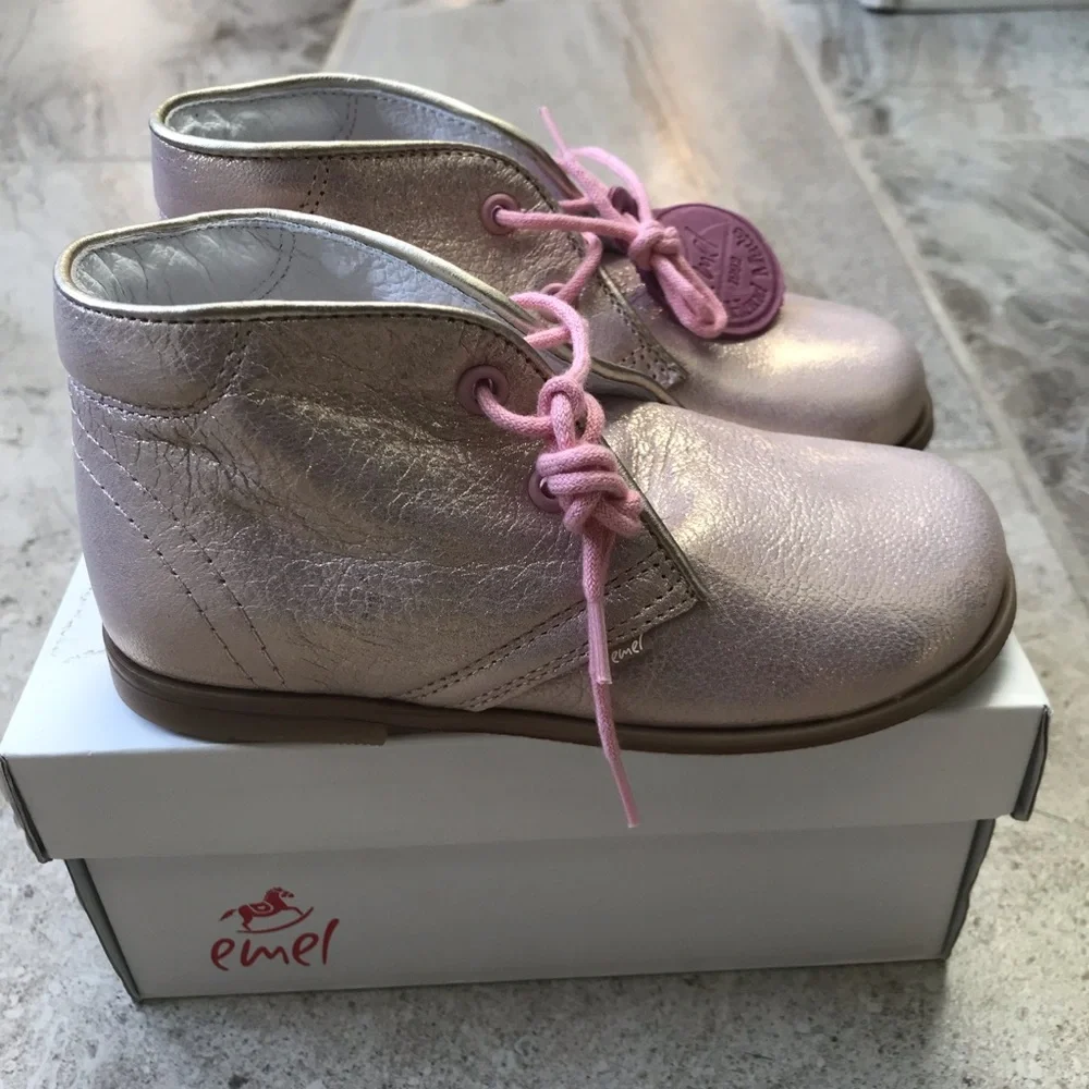 NWT Emel, metallic pink European toddler boots. Size 25 EU/ 8 US.
